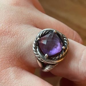 David Yurman -Sterling Silver Amethyst Infinity Ring   Stone chipped on the side